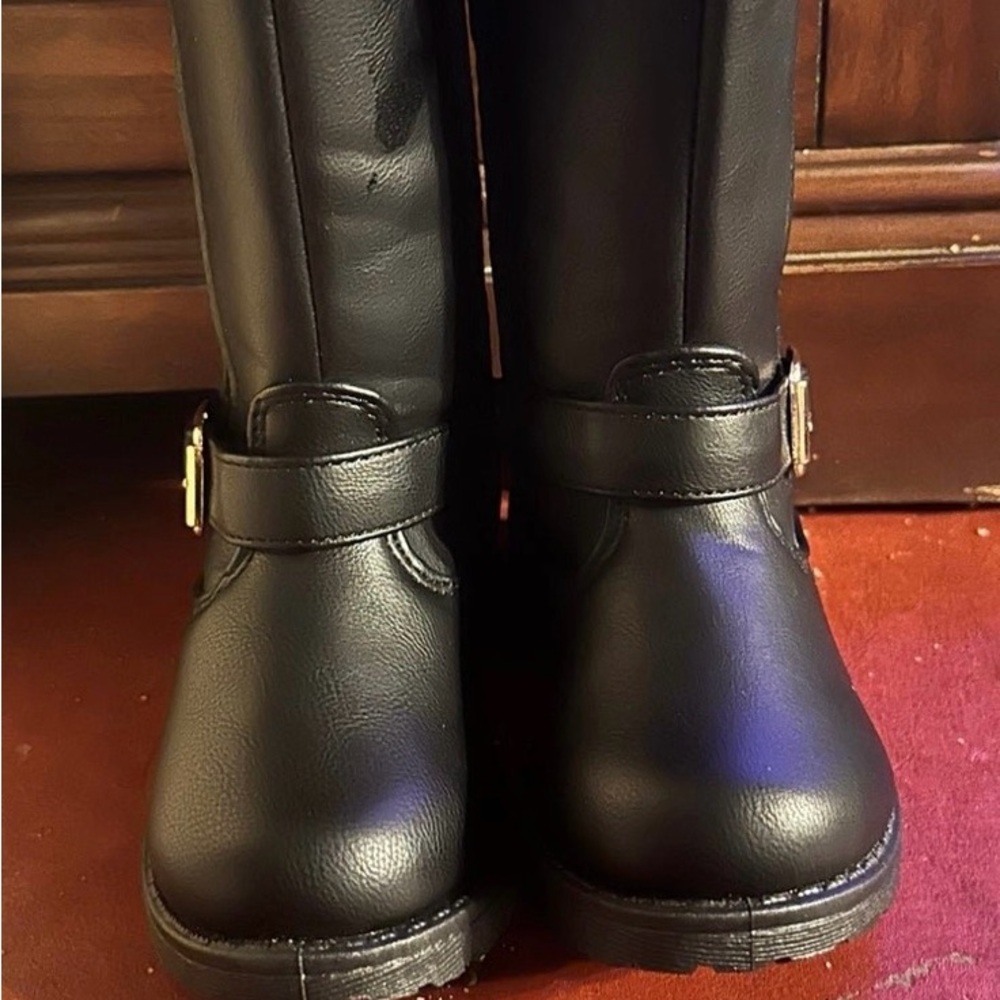 BNWT Fab Kids Black Faux Leather High Zip Toddler Girl Boots